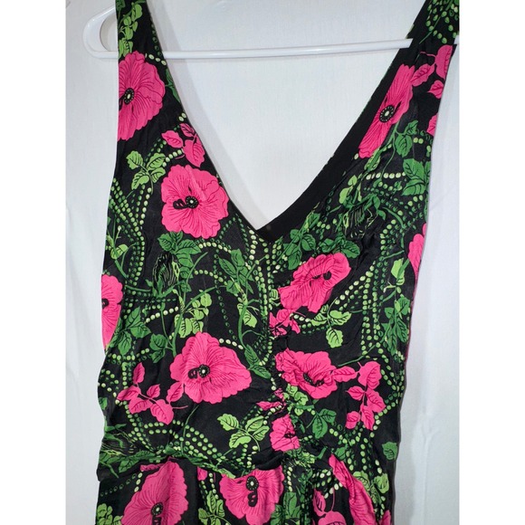 Maeve by Anthropologie Pink Floral V Neck Sleeveless Midi Dress Women's US 8 - Picture 2 of 8